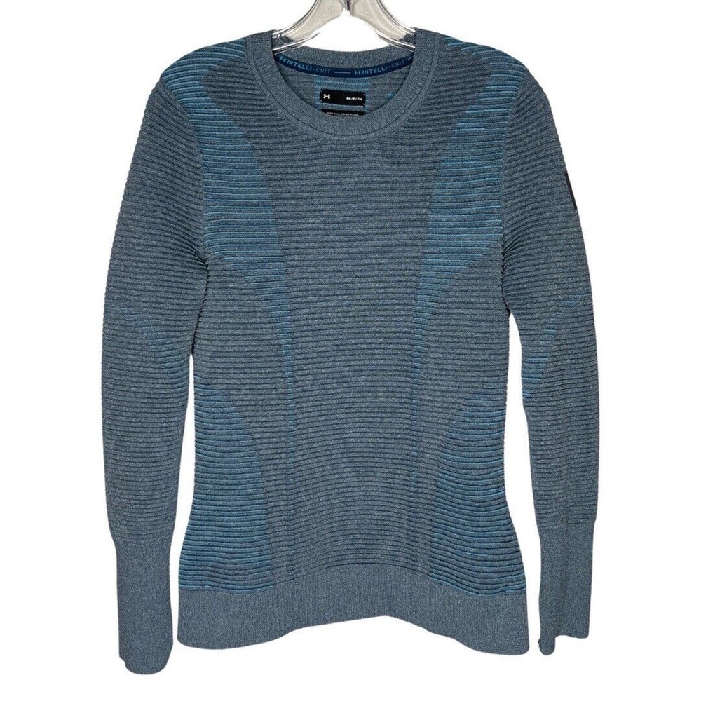 Under Armour Shirt Women Small Blue Gray IntelliKnit Phantom 2.0 Workout Running